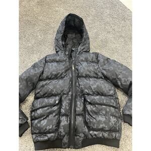 Ivivva By Lululemon Down Coat Girls Hidden Hood SZ 14 Sleeve Puffer Black Zip D1